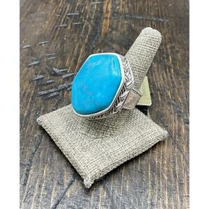 Barse Montage Statement Ring- Turquoise Howlite- Hammered Silver-9-NWT